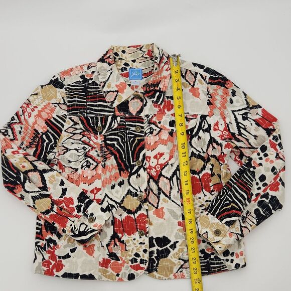 Lark Lane Denim Jean Jacket Womens Size 16 Multicolor Art To Wear Animal Print - Picture 4 of 6